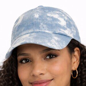 Four Buttons Womens Tie Dye Denim Baseball Cap Cotton Adjustable Hat Activewear